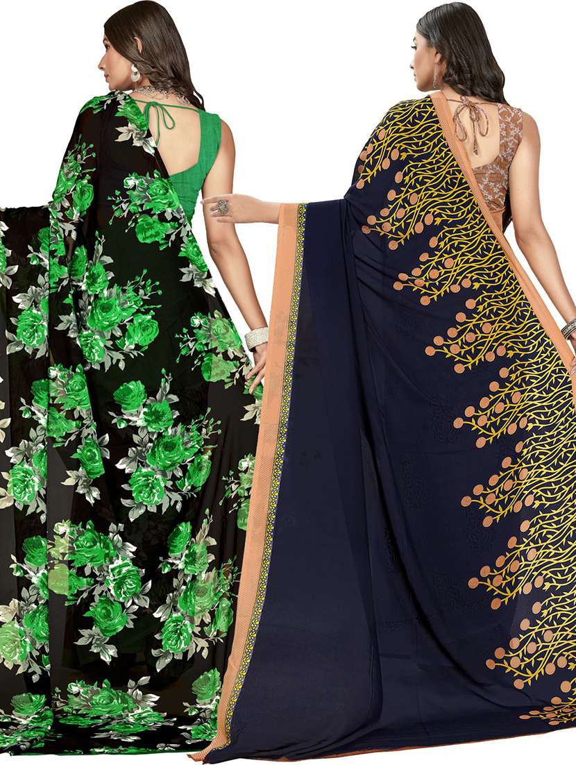 women pack of 2 casual wear combo sarees with blouse - 21475677 -  Standard Image - 1