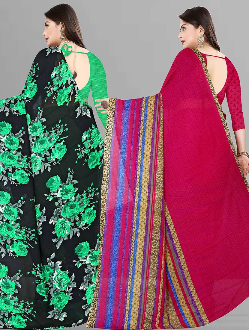 women pack of 2 casual wear combo sarees with blouse - 21475710 -  Standard Image - 1