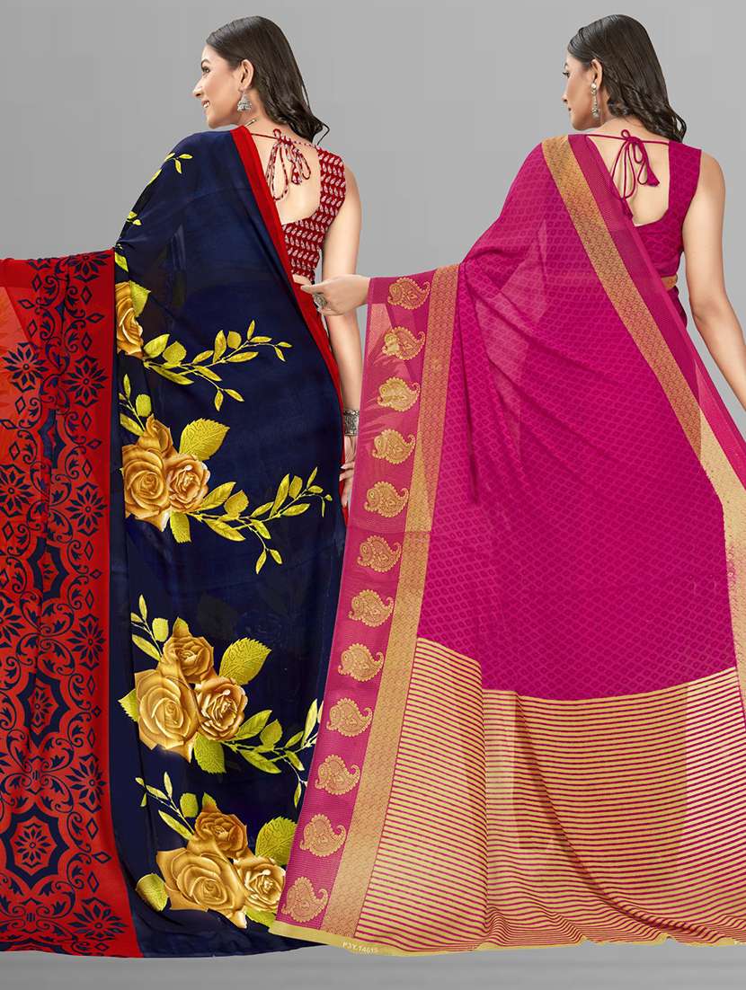 women pack of 2 casual wear combo sarees with blouse - 21475727 -  Standard Image - 1