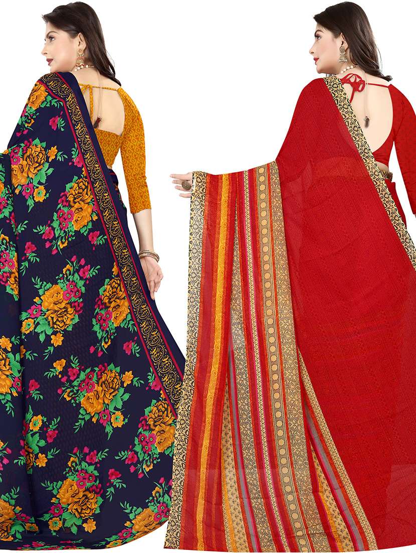 women pack of 2 casual wear combo sarees with blouse - 21475754 -  Standard Image - 1