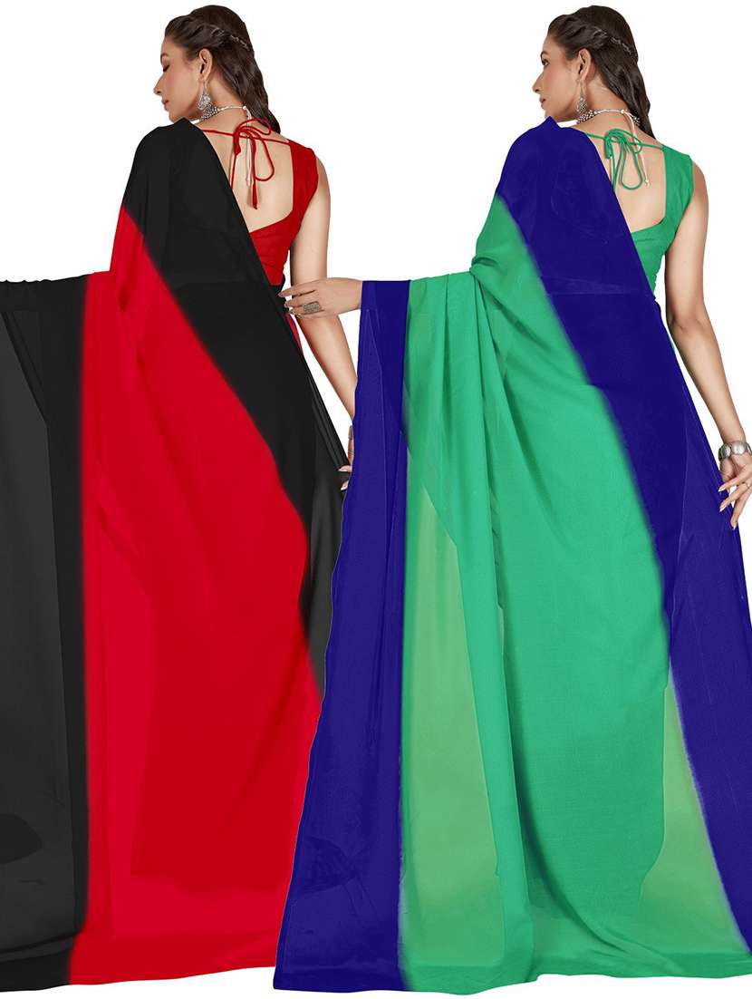 women pack of 2 casual wear combo sarees with blouse - 21475773 -  Standard Image - 1