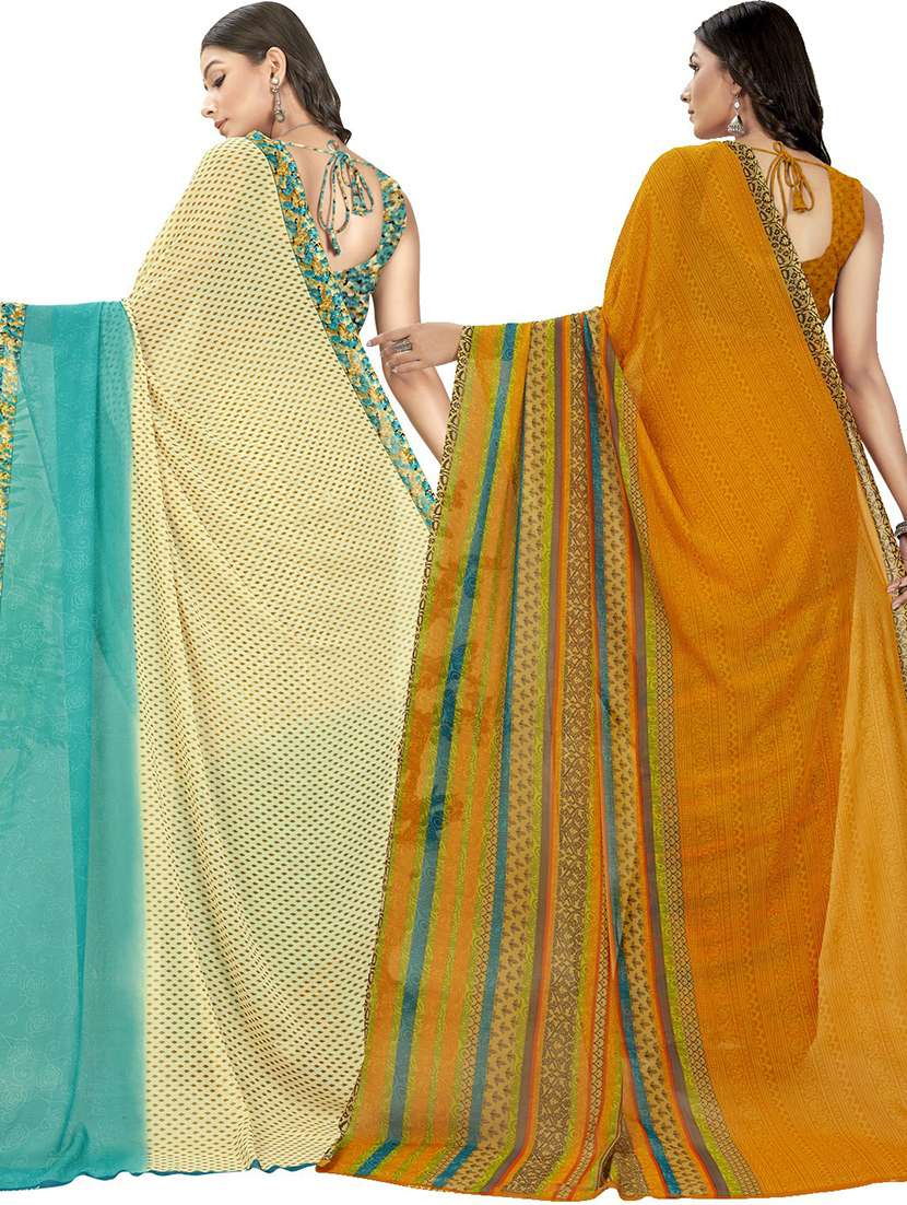 women pack of 2 casual wear combo sarees with blouse - 21475817 -  Standard Image - 1