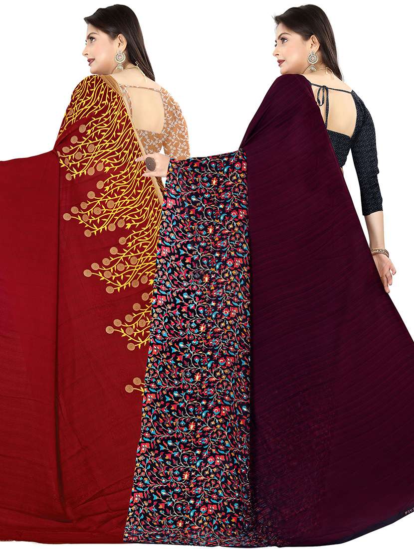 women pack of 2 casual wear combo sarees with blouse - 21475830 -  Standard Image - 1