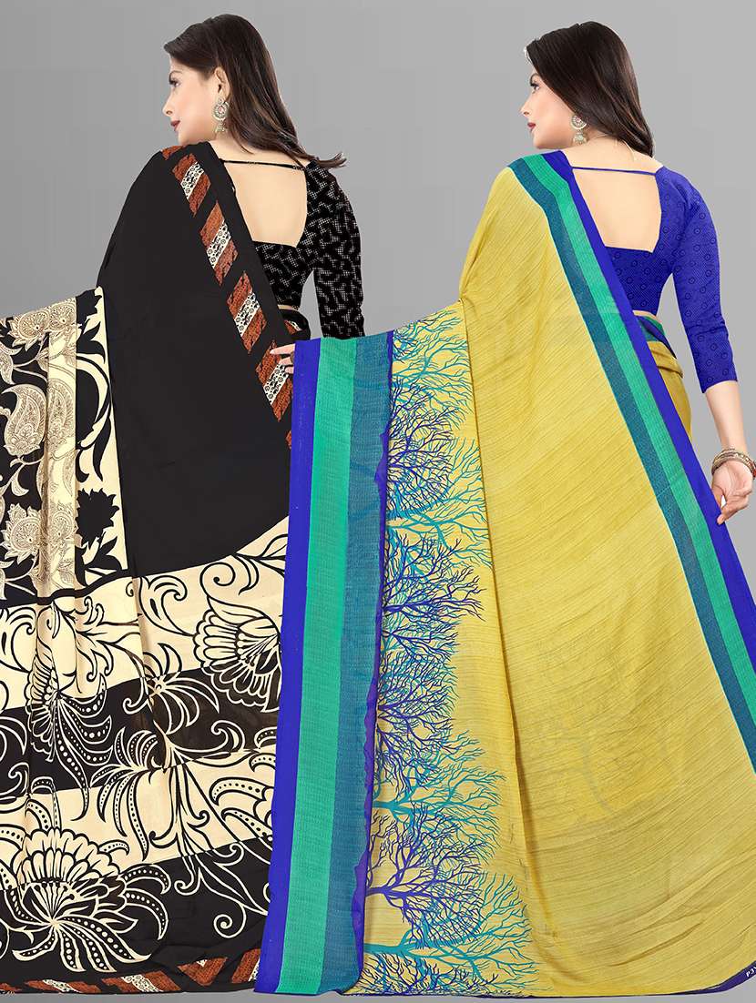 women pack of 2 casual wear combo sarees with blouse - 21475836 -  Standard Image - 1