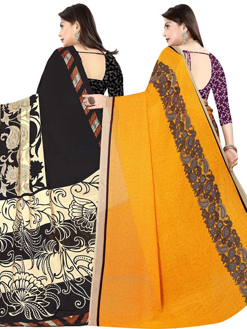 women pack of 2 casual wear combo sarees with blouse - 21475842 -  Standard Image - 1