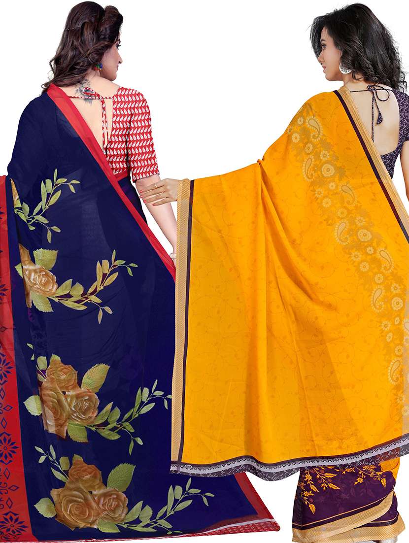 women pack of 2 casual wear combo sarees with blouse - 21475873 -  Standard Image - 1