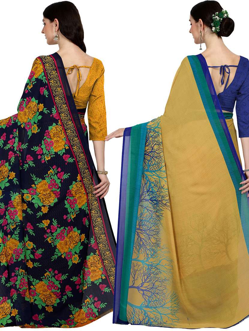women pack of 2 casual wear combo sarees with blouse - 21475876 -  Standard Image - 1