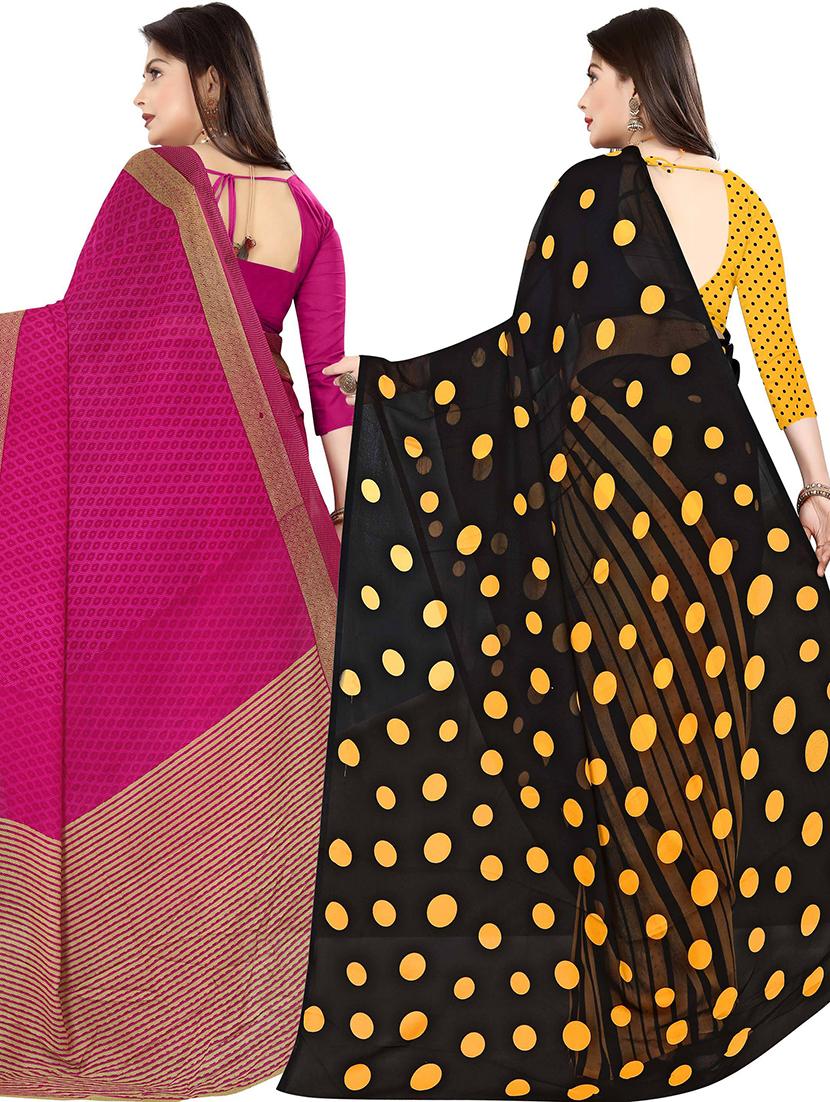 women pack of 2 casual wear combo sarees with blouse - 21475905 -  Standard Image - 1