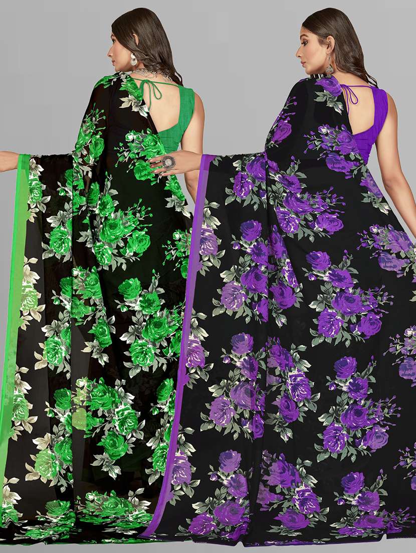 women pack of 2 casual wear combo sarees with blouse - 21475949 -  Standard Image - 1