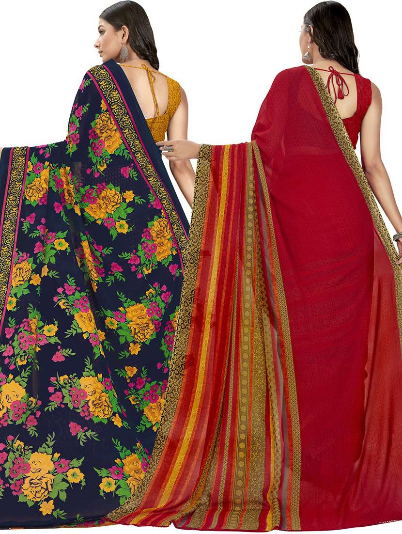 women pack of 2 casual wear sarees with blouse - 21475952 -  Standard Image - 1