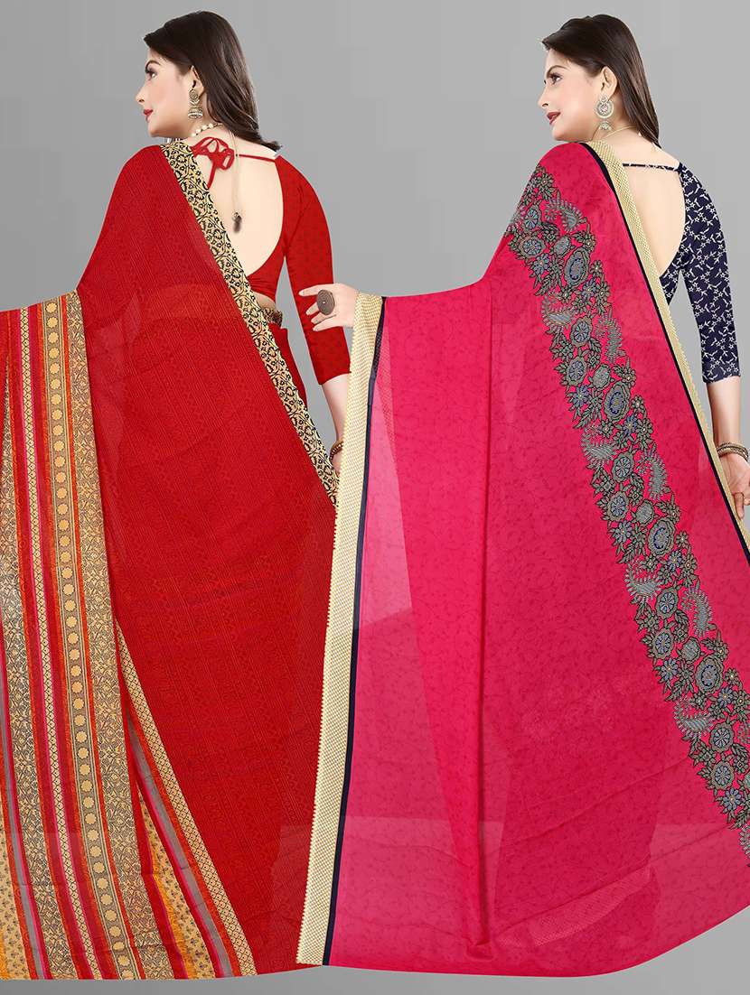women pack of 2 casual wear combo sarees with blouse - 21476007 -  Standard Image - 1