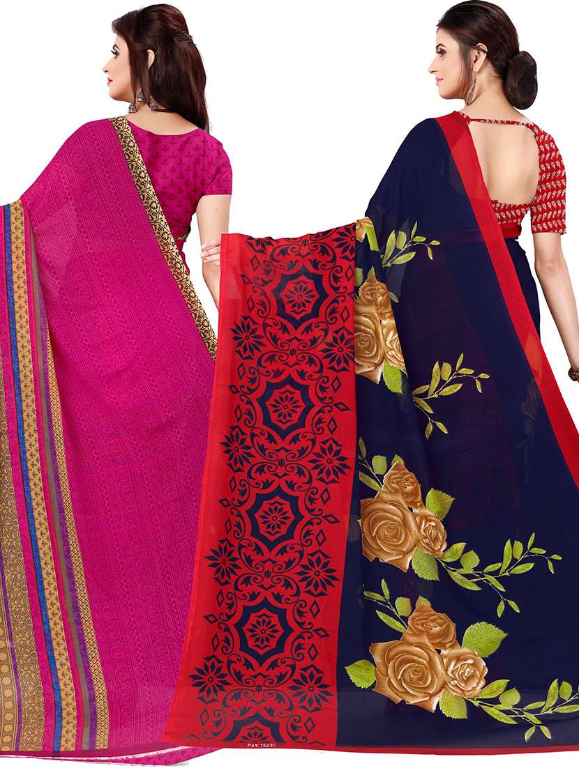 women pack of 2 printed casual wear saree with blouse - 21476008 -  Standard Image - 1