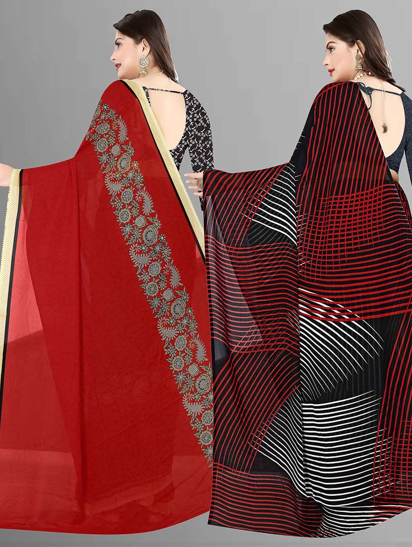 women pack of 2 casual wear sarees with blouse - 21476044 -  Standard Image - 1