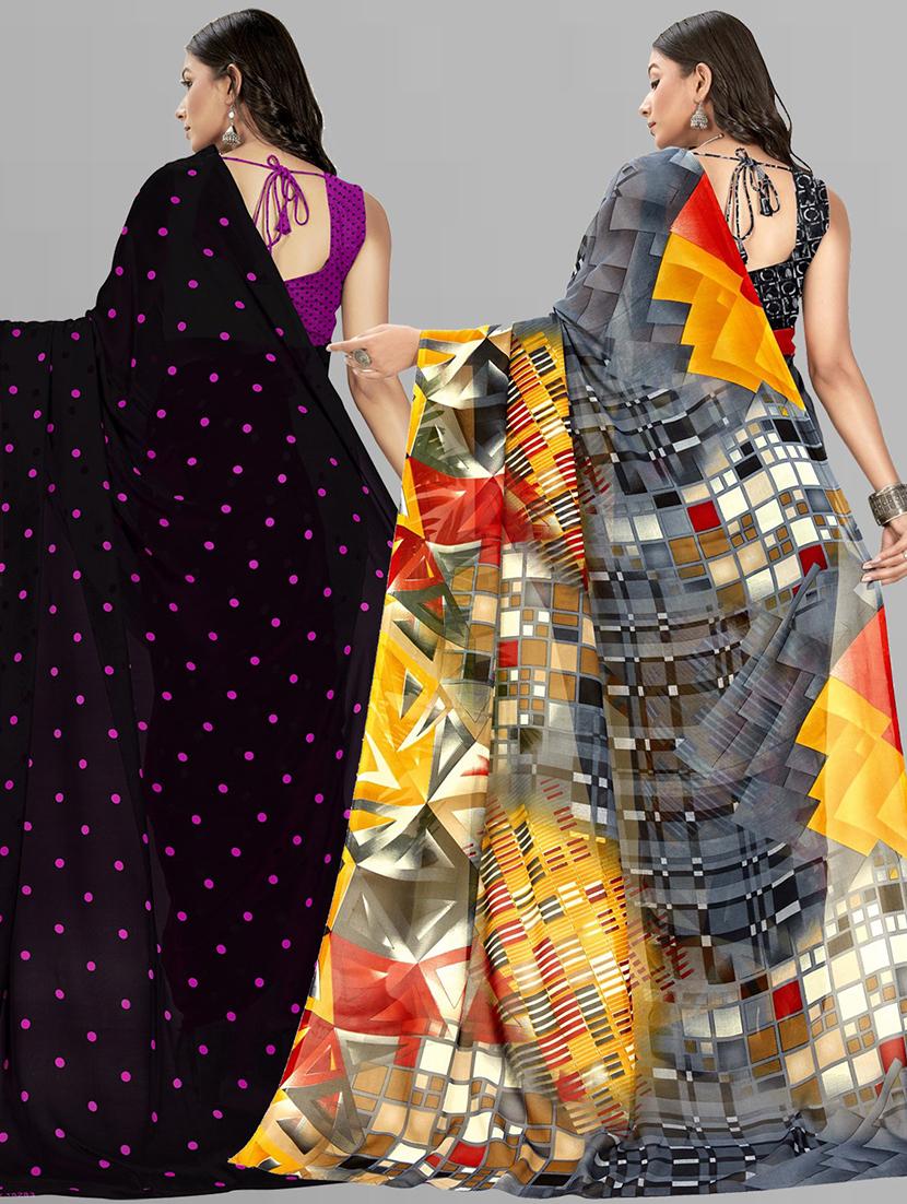 women pack of 2 casual wear combo sarees with blouse - 21476108 - Standard Image - 1