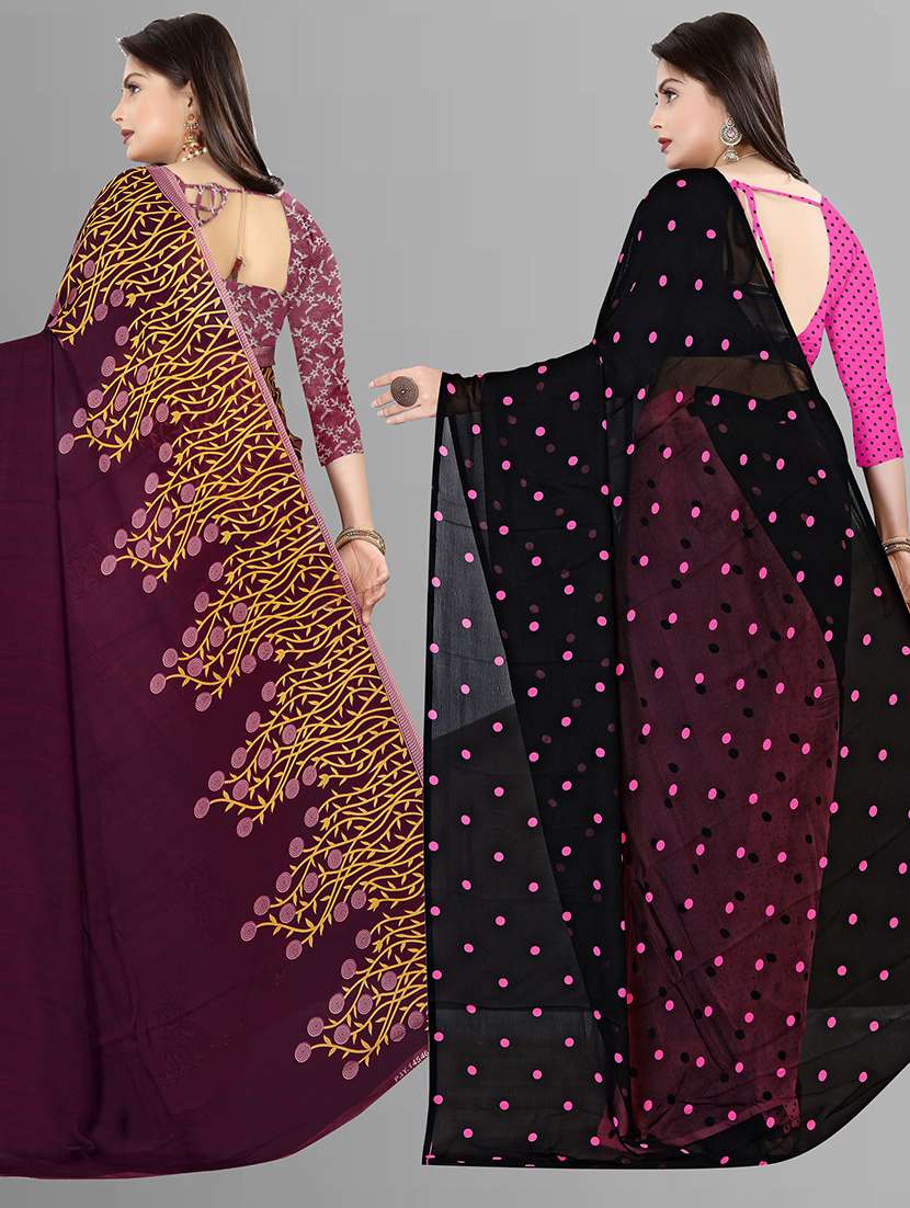 women pack of 2 printed casual wear saree with blouse - 21476117 -  Standard Image - 1