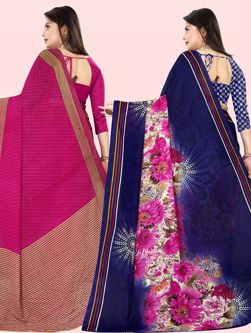 women pack of 2 casual wear sarees with blouse - 21476127 -  Standard Image - 1