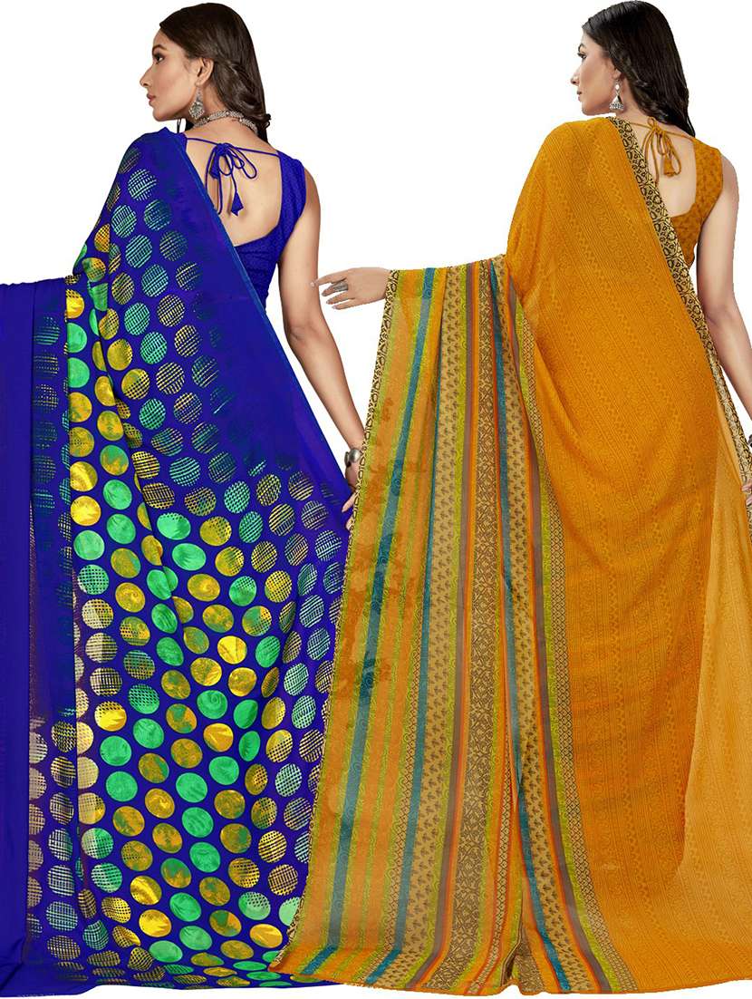 women pack of 2 casual wear sarees with blouse - 21476153 -  Standard Image - 1