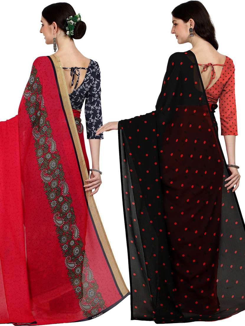 women pack of 2 printed casual wear saree with blouse - 21476216 -  Standard Image - 1