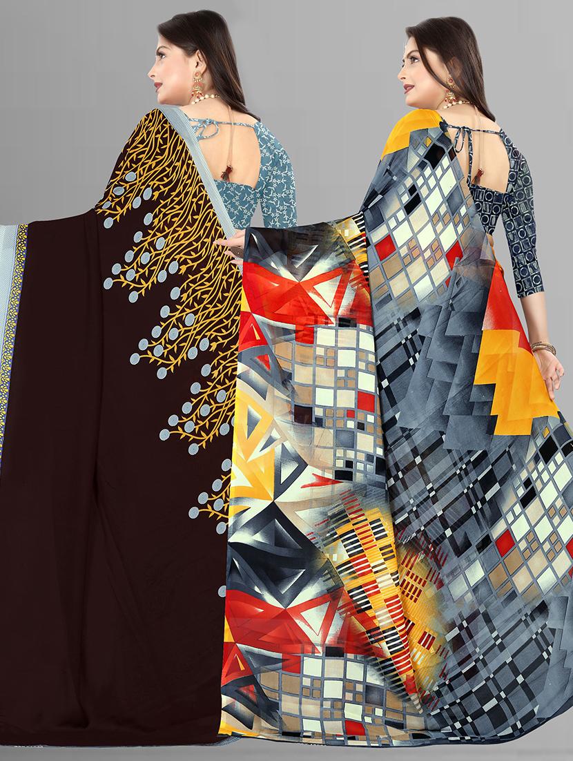 women pack of 2 casual wear combo sarees with blouse - 21476263 - Standard Image - 1