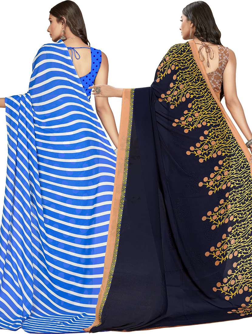 women pack of 2 casual wear combo sarees with blouse - 21476266 -  Standard Image - 1