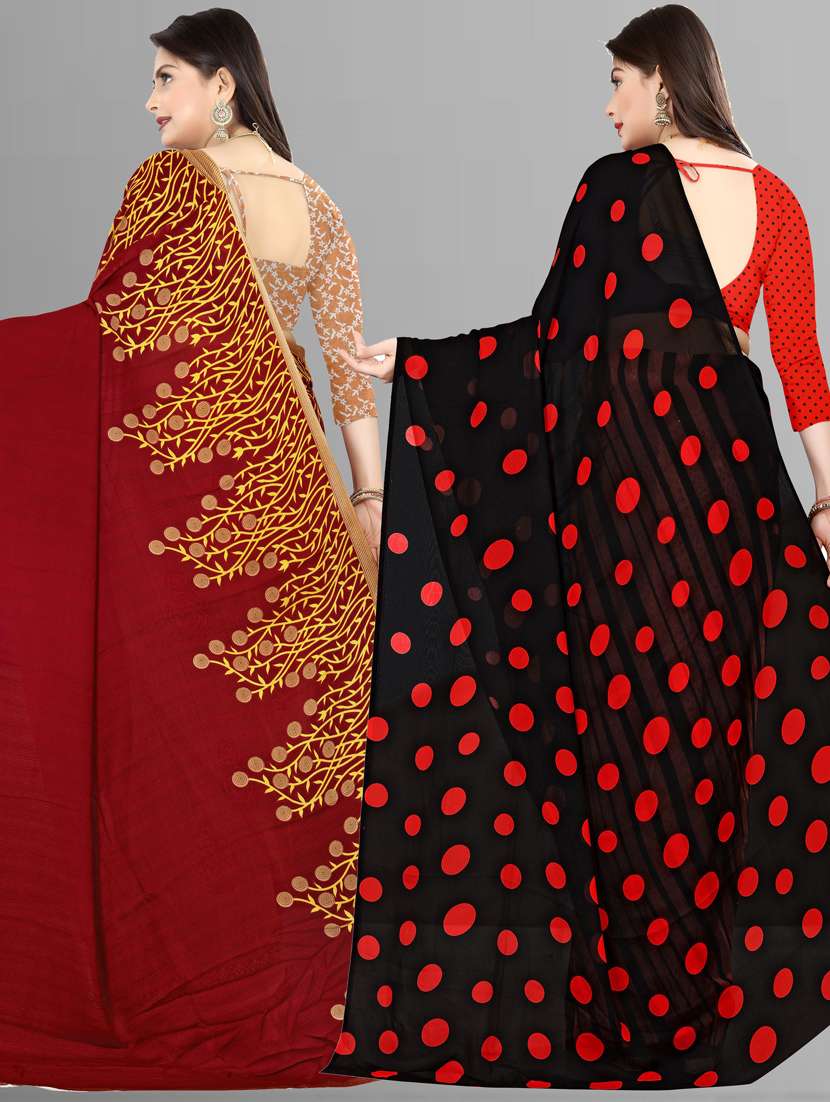 women pack of 2 casual wear combo sarees with blouse - 21476339 -  Standard Image - 1