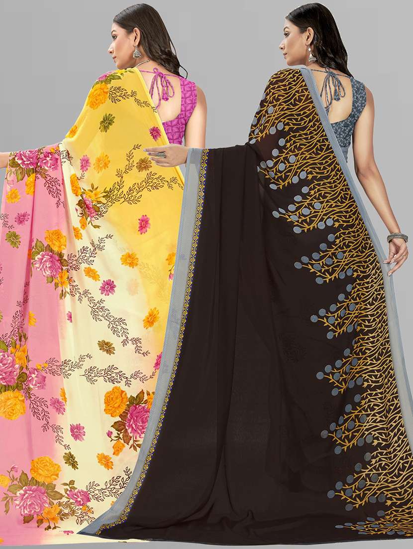 women pack of 2 casual wear combo sarees with blouse - 21476363 -  Standard Image - 1