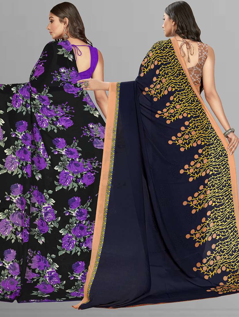 women pack of 2 casual wear combo sarees with blouse - 21476364 -  Standard Image - 1