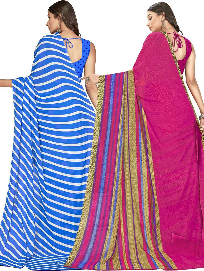 women pack of 2 casual wear combo sarees with blouse - 21476423 -  Standard Image - 1