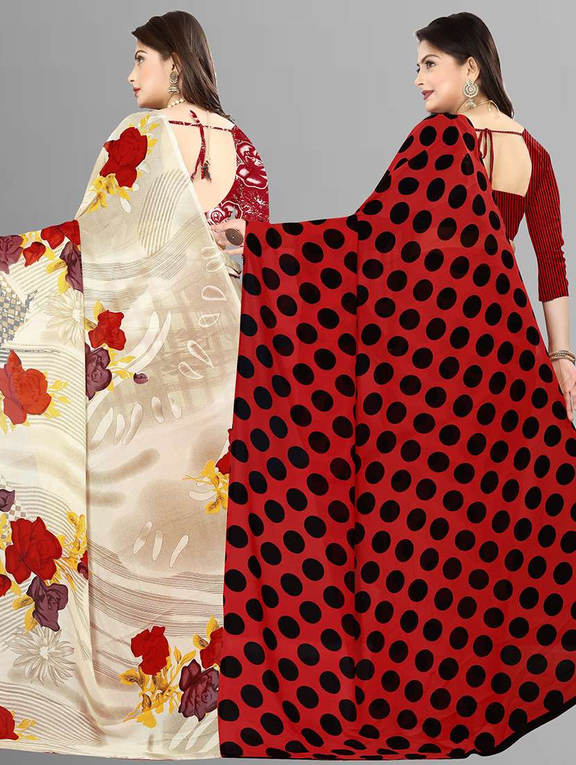 women pack of 2 casual wear combo sarees with blouse - 21476444 -  Standard Image - 1