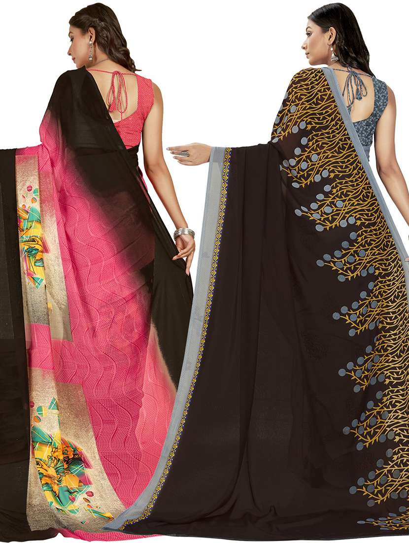 women pack of 2 casual wear combo sarees with blouse - 21476460 -  Standard Image - 1