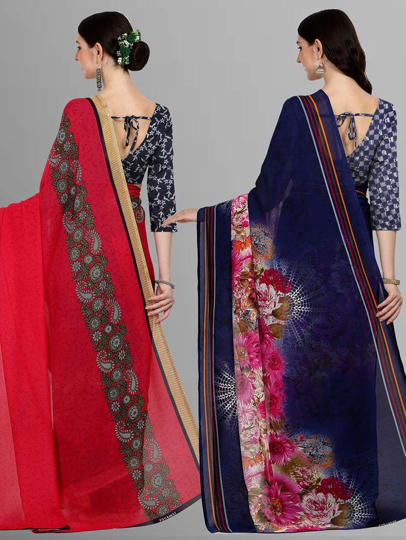 women pack of 2 casual wear combo sarees with blouse - 21476484 -  Standard Image - 1