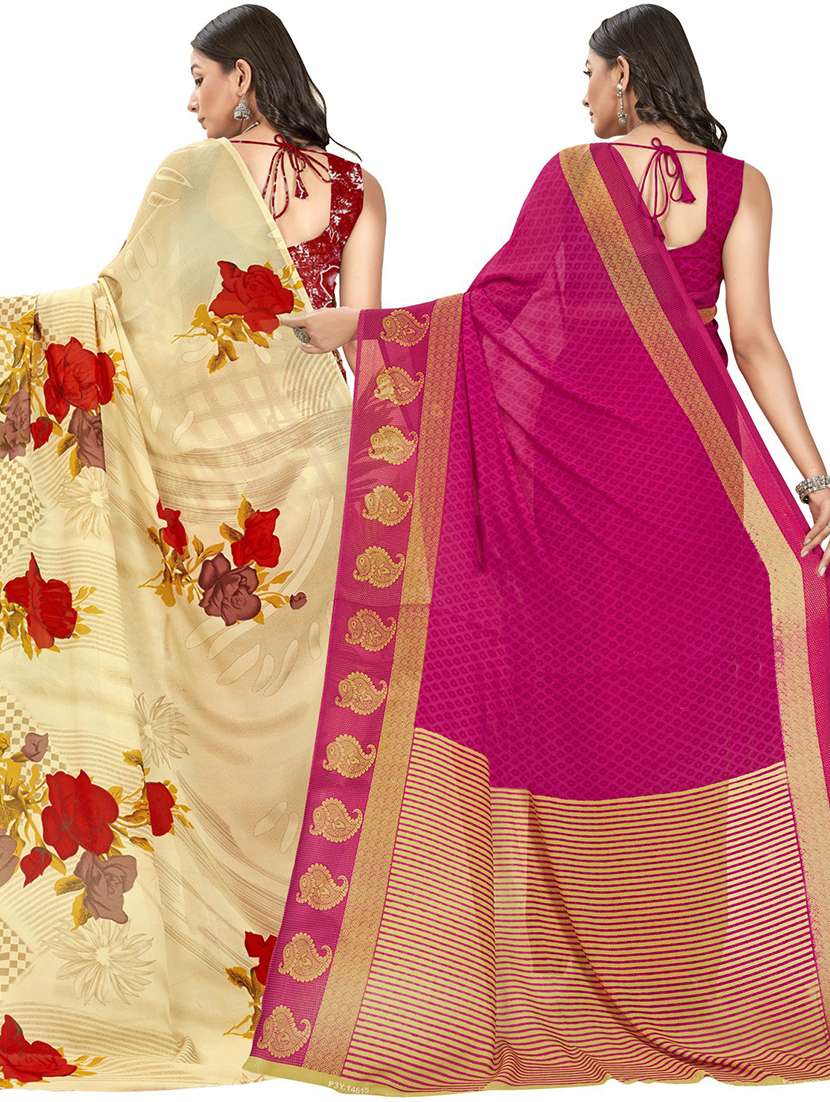 women pack of 2 casual wear combo sarees with blouse - 21476546 -  Standard Image - 1