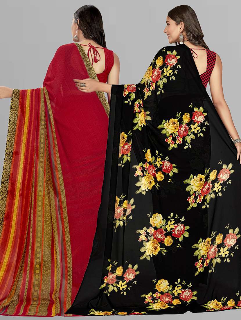women pack of 2 casual wear combo sarees with blouse - 21476602 -  Standard Image - 1