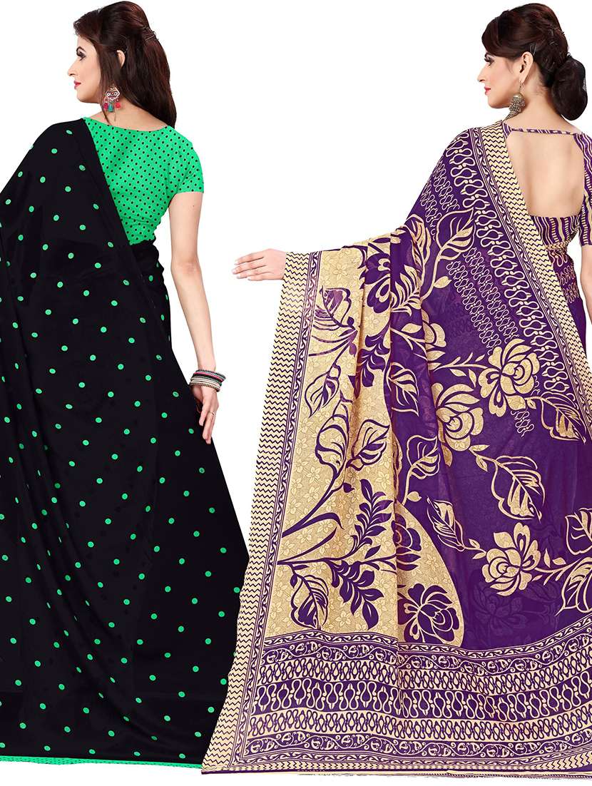 women pack of 2 casual wear combo sarees with blouse - 21476605 - Standard Image - 1