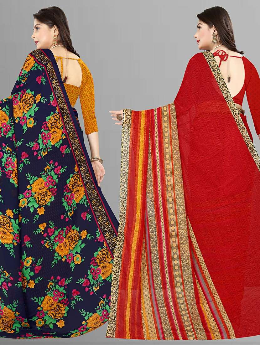 women pack of 2 casual wear sarees with blouse - 21476642 -  Standard Image - 1