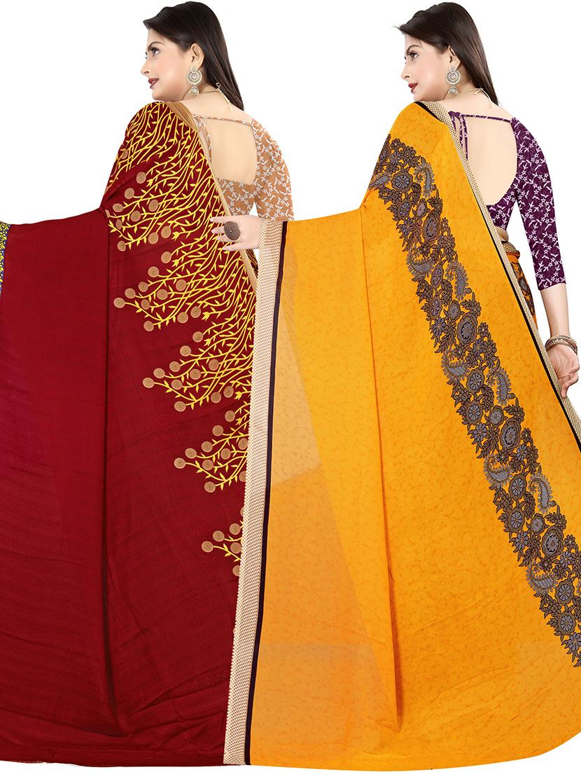 women pack of 2 casual wear combo sarees with blouse - 21476726 - Standard Image - 1