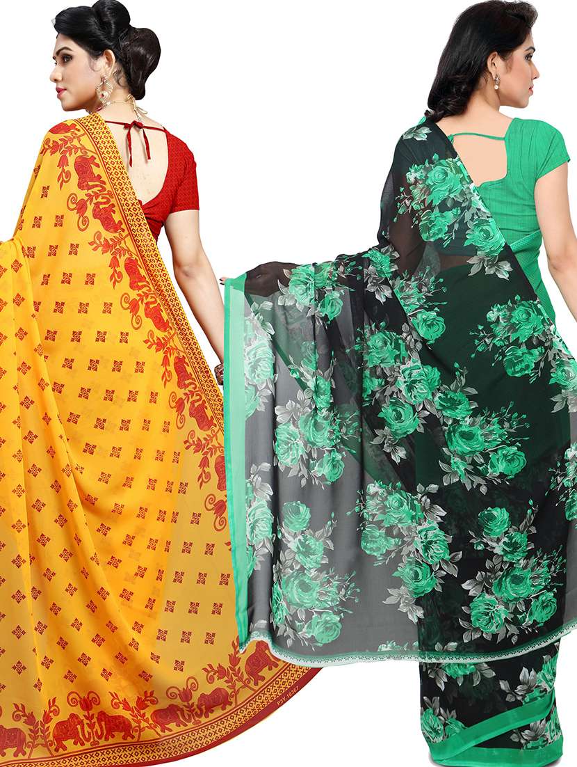 women pack of 2 casual wear combo sarees with blouse - 21476741 -  Standard Image - 1