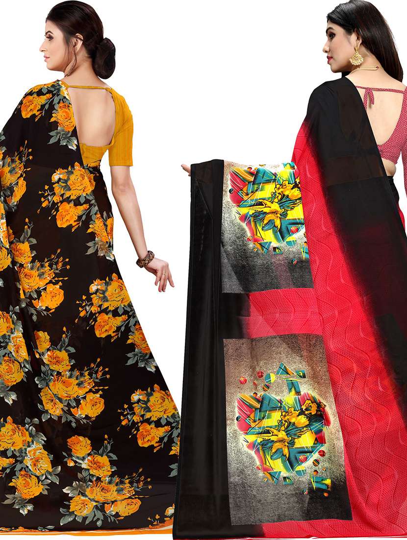 women pack of 2 casual wear combo sarees with blouse - 21476742 -  Standard Image - 1