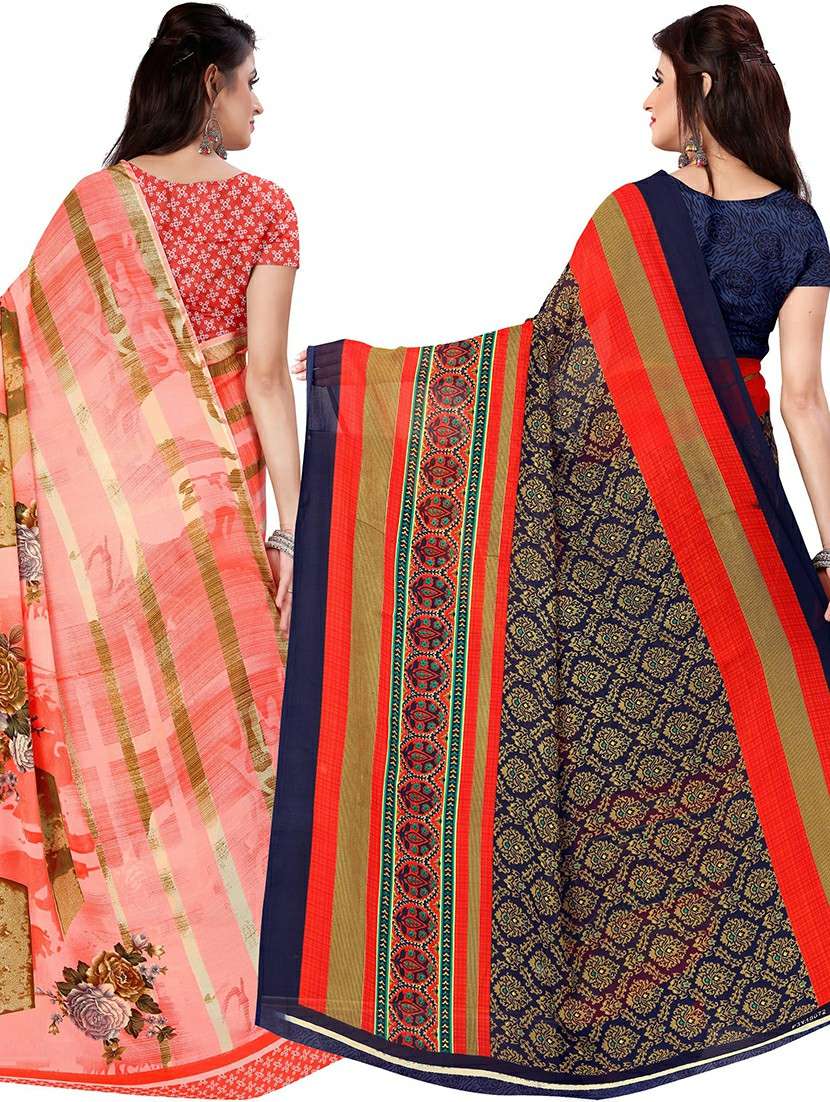 women pack of 2 casual wear combo sarees with blouse - 21476763 -  Standard Image - 1