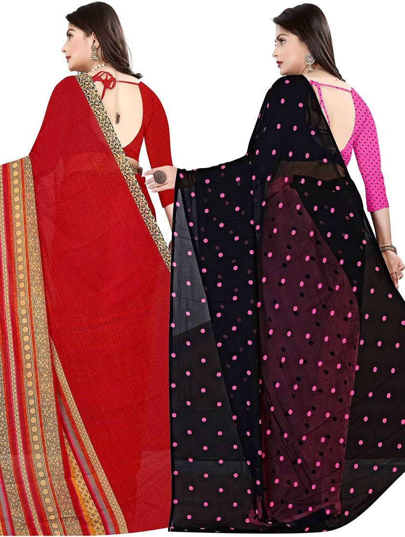 women pack of 2 casual wear combo sarees with blouse - 21476777 -  Standard Image - 1