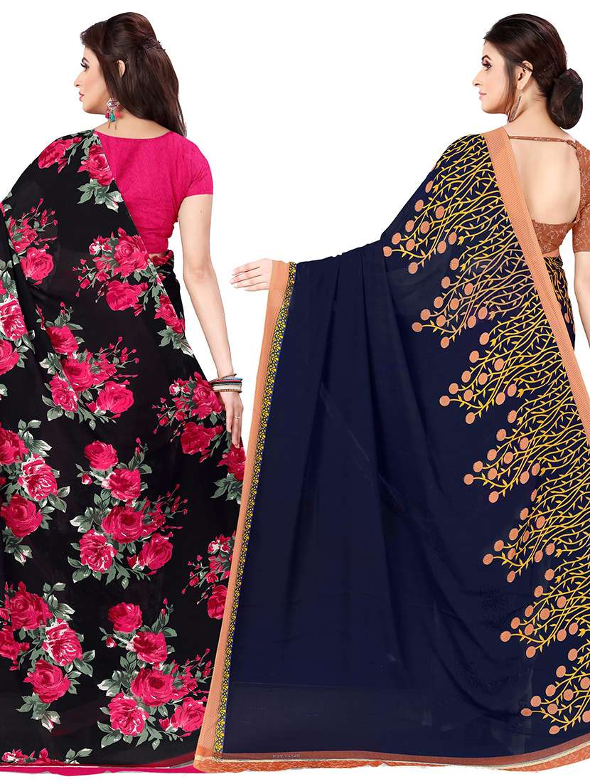 women pack of 2 casual wear combo sarees with blouse - 21476785 -  Standard Image - 1