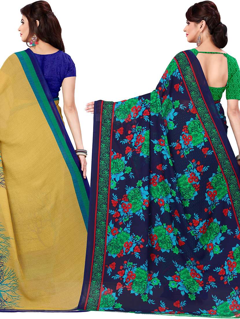 women pack of 2 casual wear combo sarees with blouse - 21476816 -  Standard Image - 1