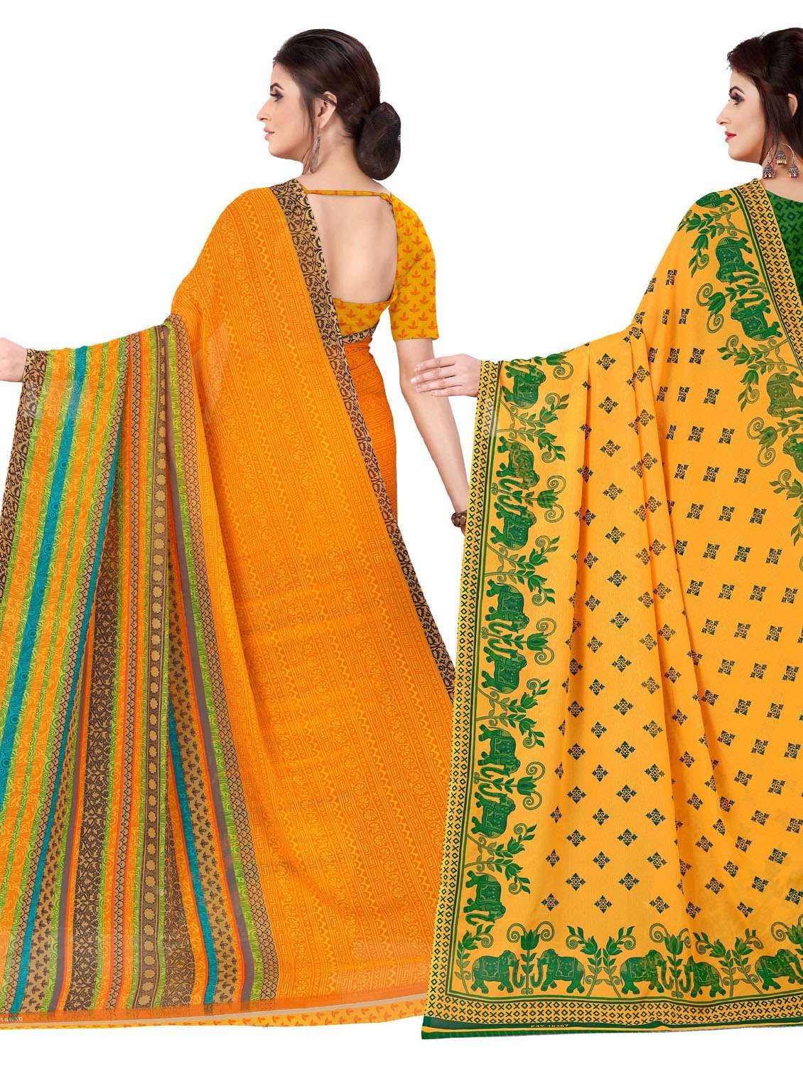 women pack of 2 casual wear combo sarees with blouse - 21476861 -  Standard Image - 1
