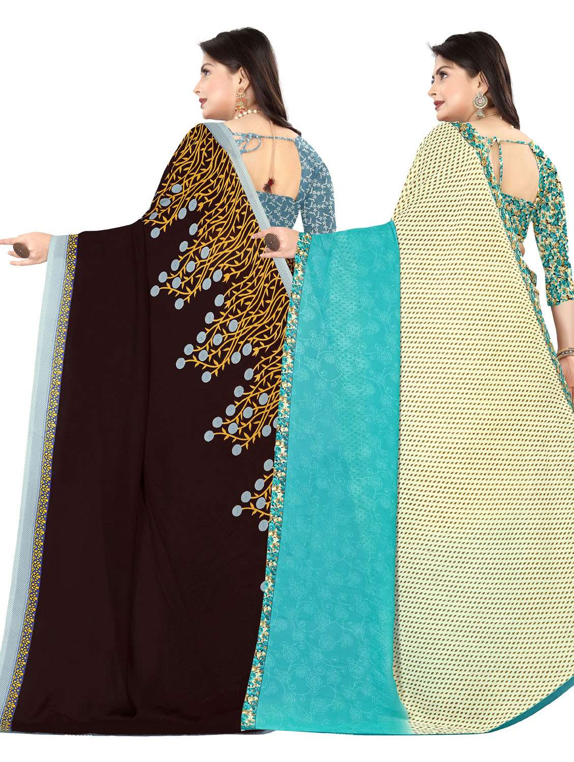 women pack of 2 printed casual wear saree with blouse - 21476907 -  Standard Image - 1