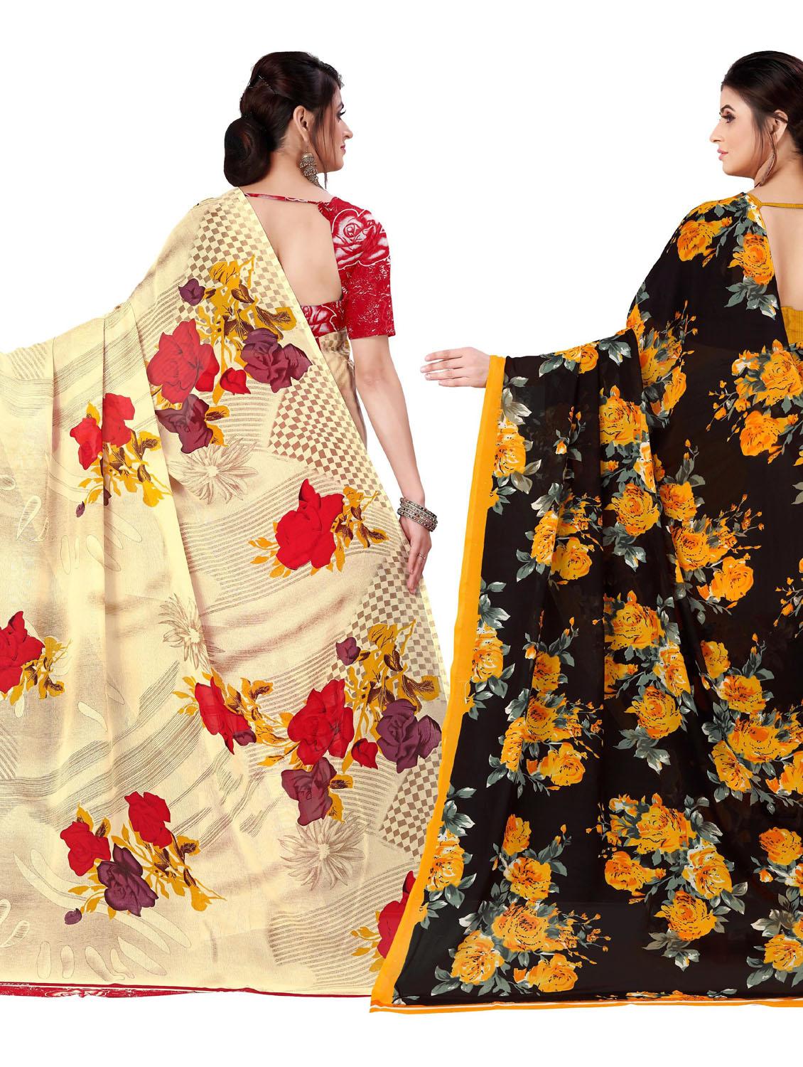 women pack of 2 casual wear combo sarees with blouse - 21476918 -  Standard Image - 1
