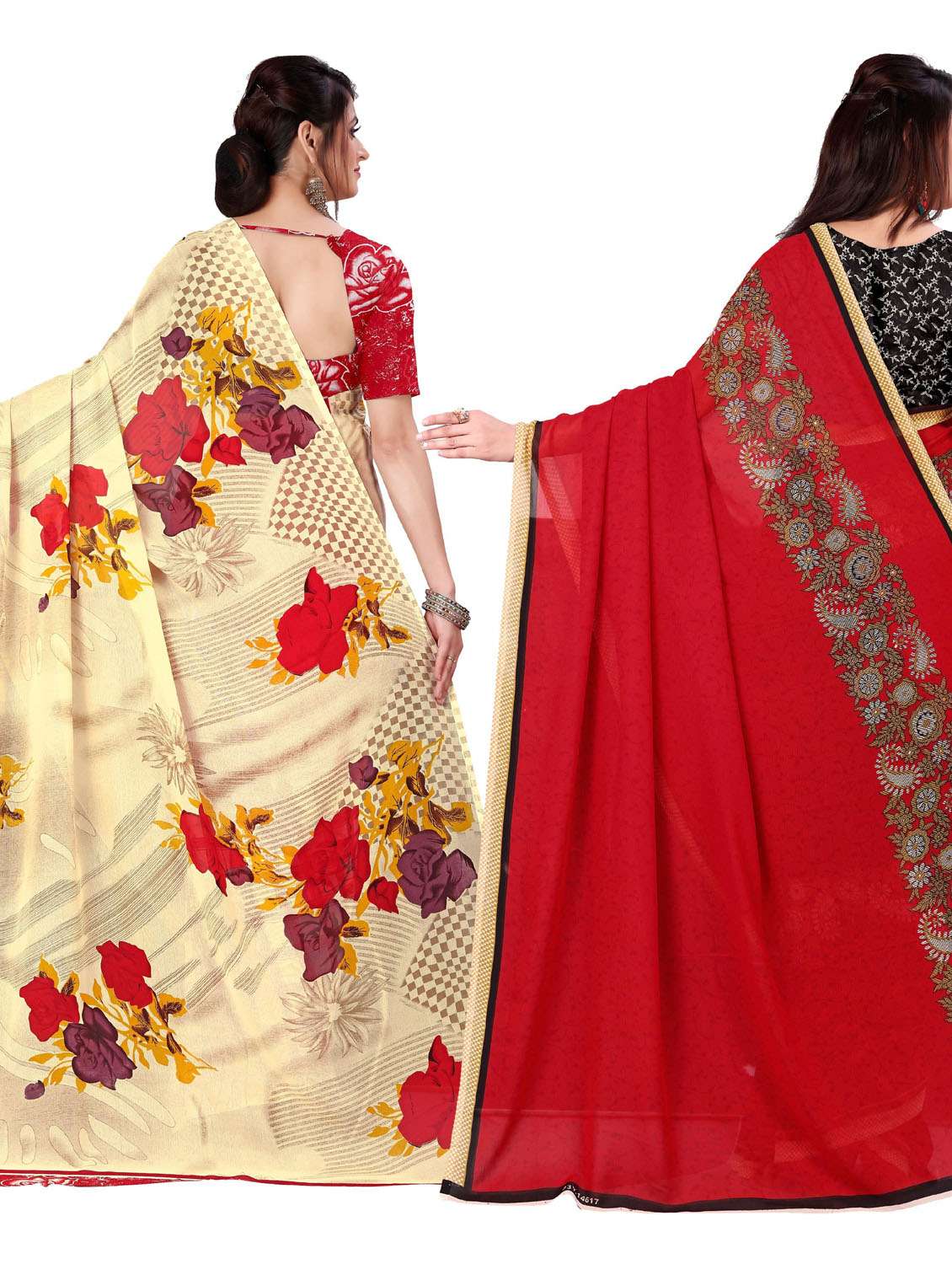 women pack of 2 casual wear combo sarees with blouse - 21476929 -  Standard Image - 1