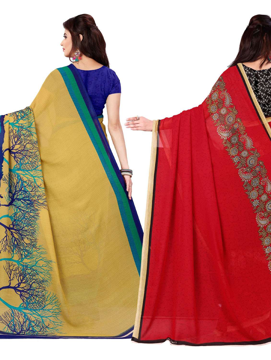 women pack of 2 printed casual wear saree with blouse - 21477021 -  Standard Image - 1