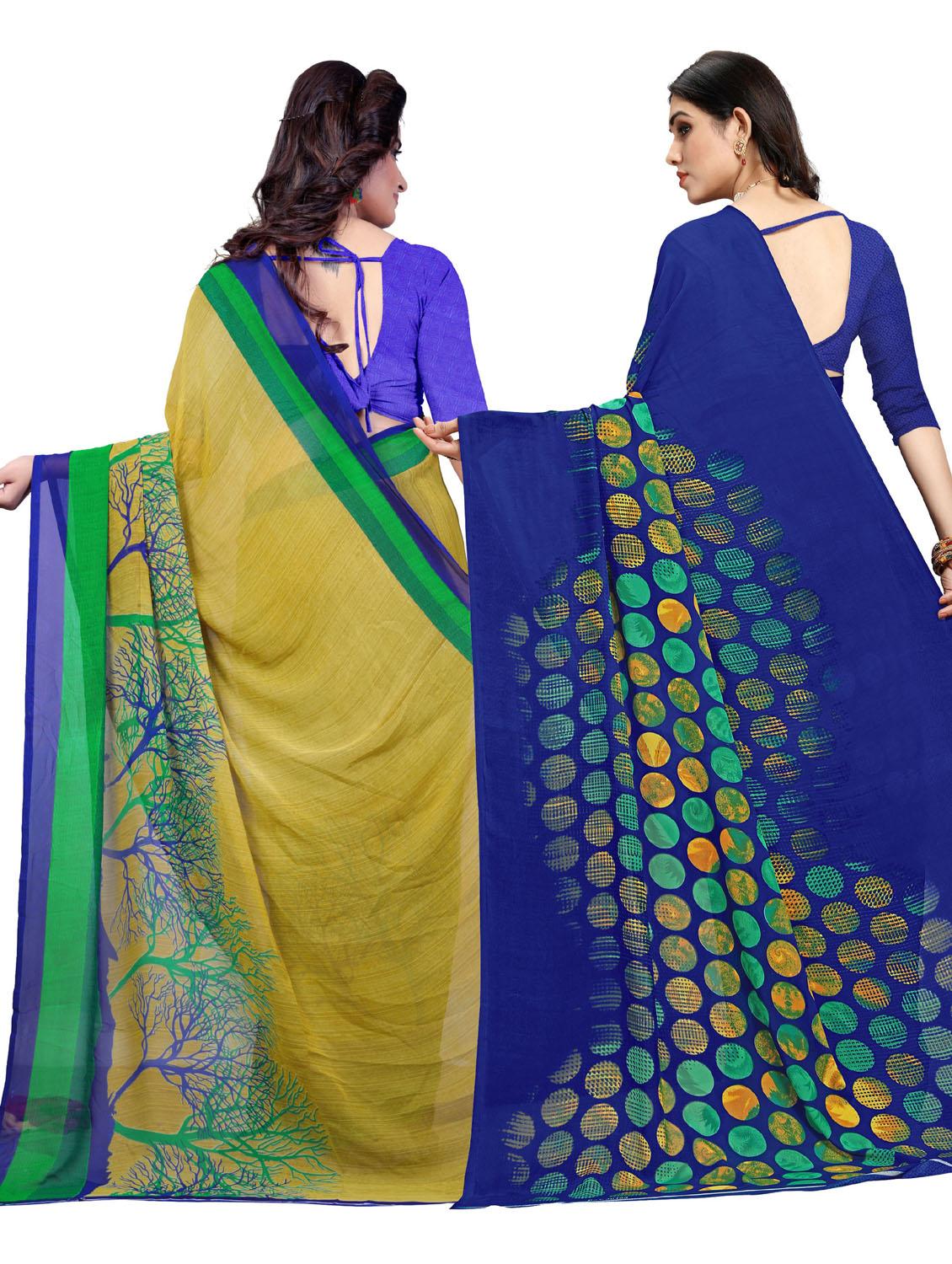 women pack of 2 casual wear combo sarees with blouse - 21477122 - Standard Image - 1