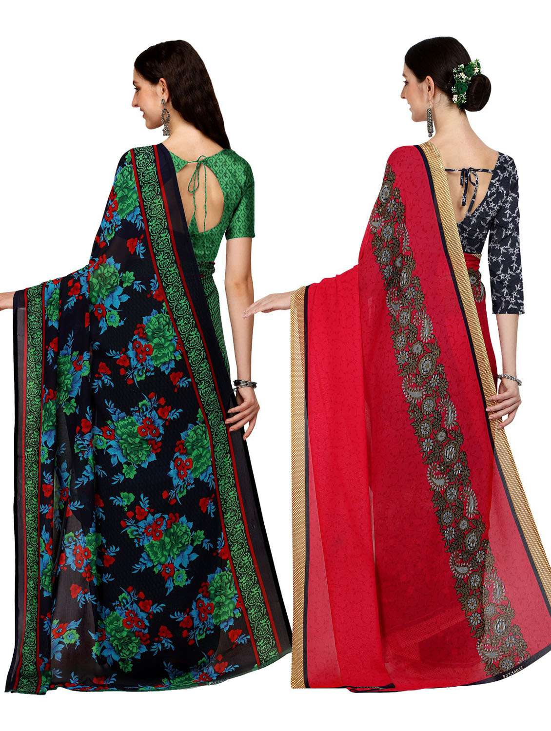 women pack of 2 casual wear combo sarees with blouse - 21477194 -  Standard Image - 1