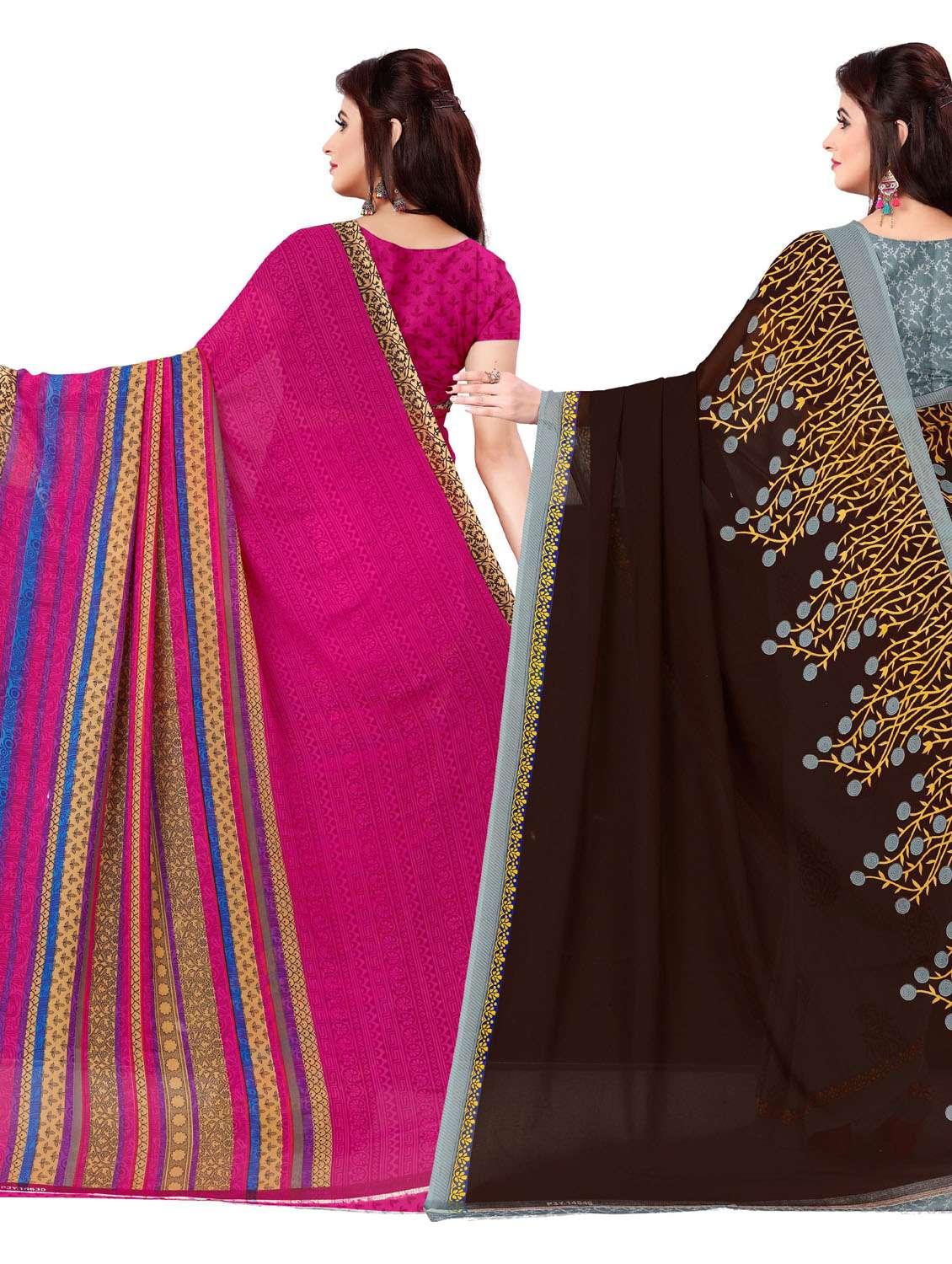 women pack of 2 casual wear sarees with blouse - 21477239 -  Standard Image - 1